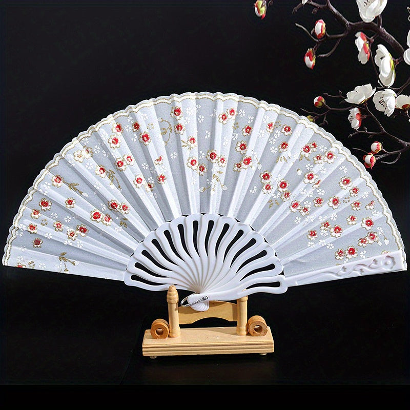 Plastic Folding Fan Retro Chinese Style Floral Fan