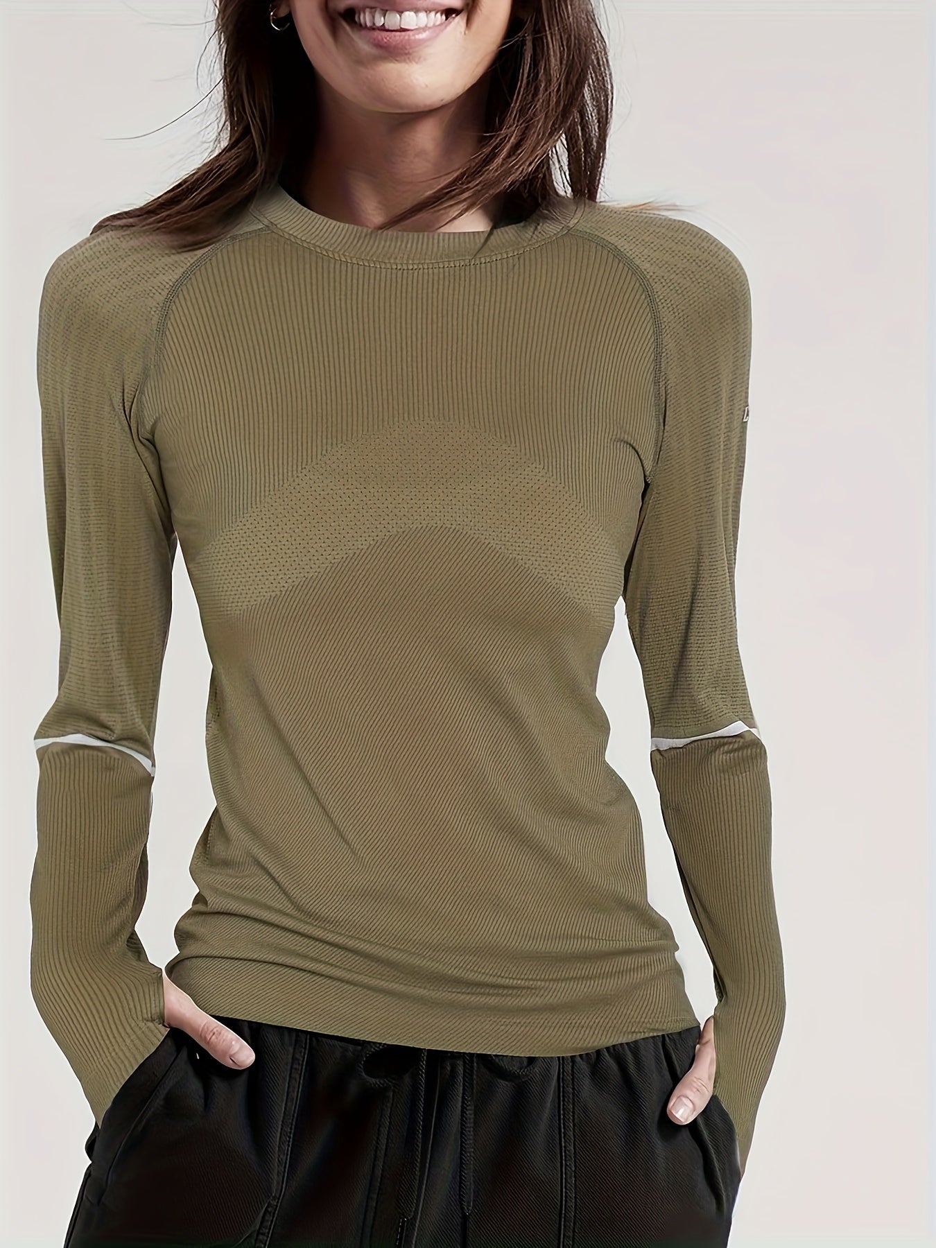 Breathable Long Sleeve Sports Top with Thumb Holes