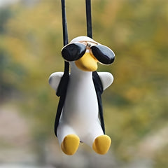 Swing Duck Car Ornament Sunglass Duck Pendant Rearview Mirror Interior Decor