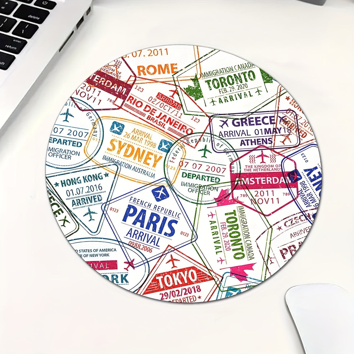 Colorful Aircraft Flight Destination Name Mouse Pad