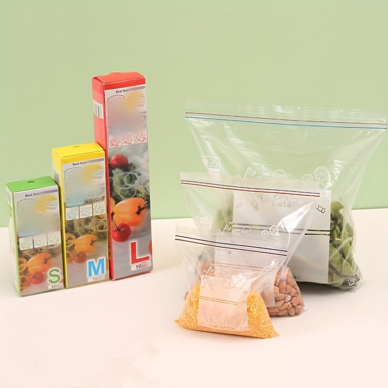 3pcs Clear Food Sealed Storage Bag Reusable Leakproof Vegetable And Fruit Fresh