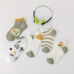 Boys Dinosaur Pattern Ankle Socks, Comfy Mesh Breathable, 0-12 Years