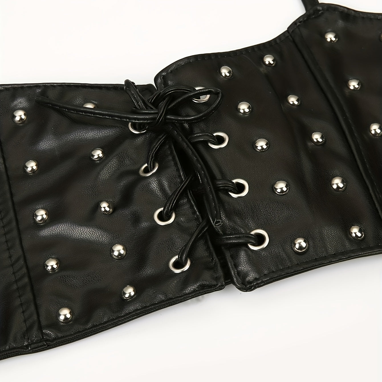 Rivet Lace Up Punk Belt PU Leather Waistband Hip Hop Underbust Gothic Waspie