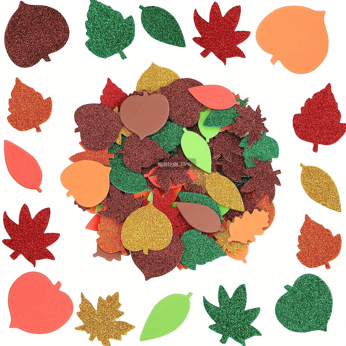 100pcs Autumn Leaf Golden Craft Foam Stickers DIY Decoration Crafts