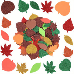 100pcs Autumn Leaf Golden Craft Foam Stickers DIY Decoration Crafts