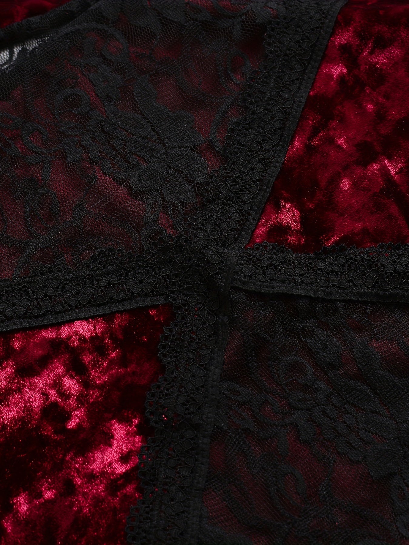  Colorblock Floral Mesh Lace Halter Neck Bodysuit