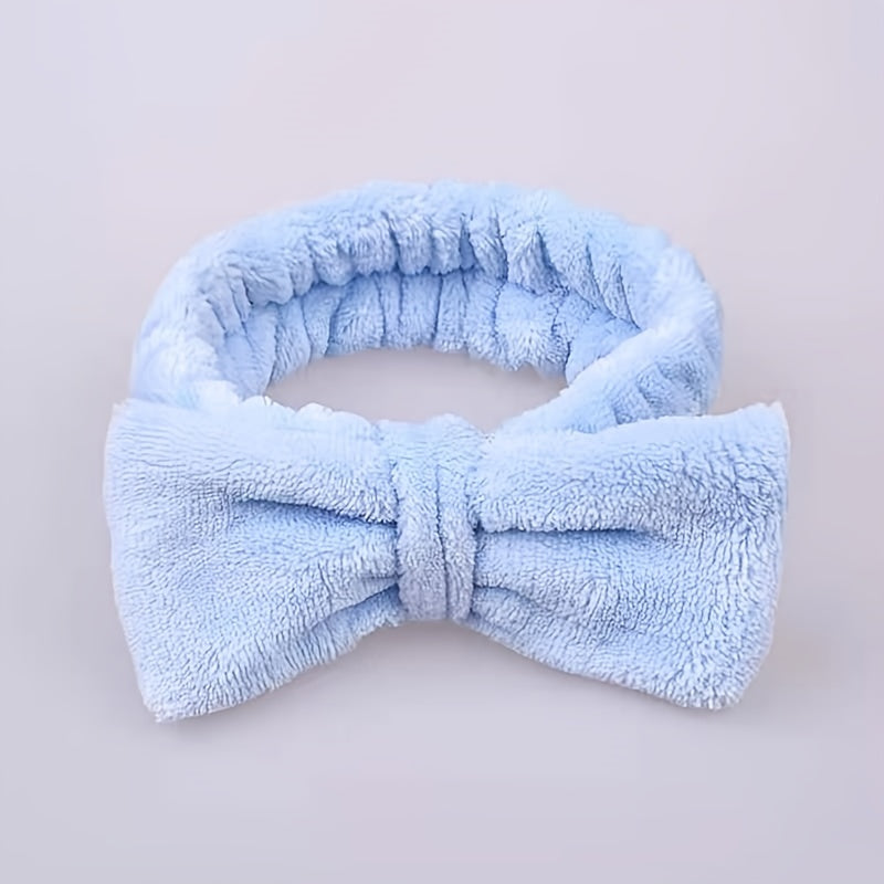 Coral Fleece Bow Headband Elastic Bowknot Headband