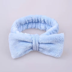 Coral Fleece Bow Headband Elastic Bowknot Headband
