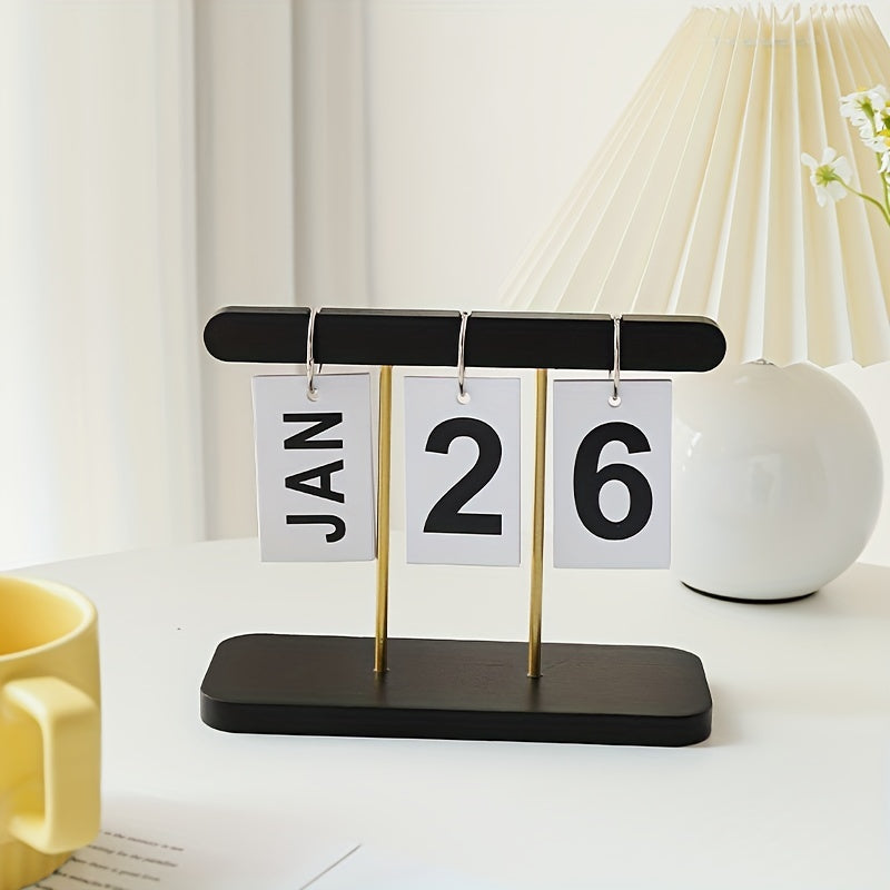 Wooden Perpetual Calendar for Desk & Holiday Celebrations