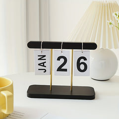 Wooden Perpetual Calendar for Desk & Holiday Celebrations