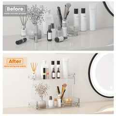 2 Tier Acrylic Bathroom Organizer Countertop Makeup Vanity Perfume Spice Rack