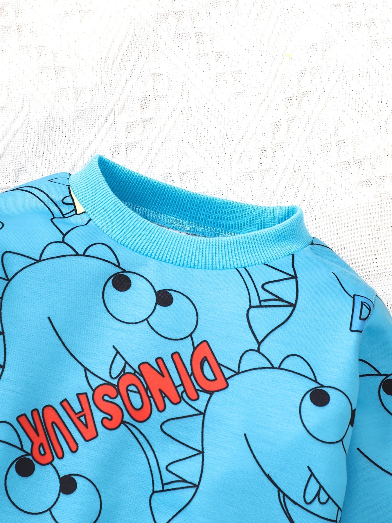 Girls Dinosaur Print Long Sleeve Pullover Sweatshirt