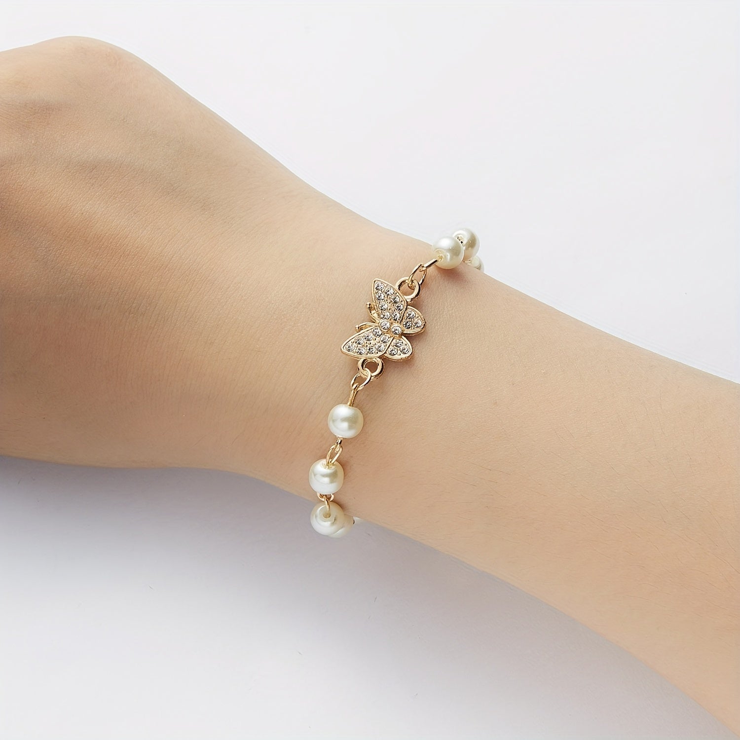 Y2K Faux Pearls Beaded Chain Bracelet for Women