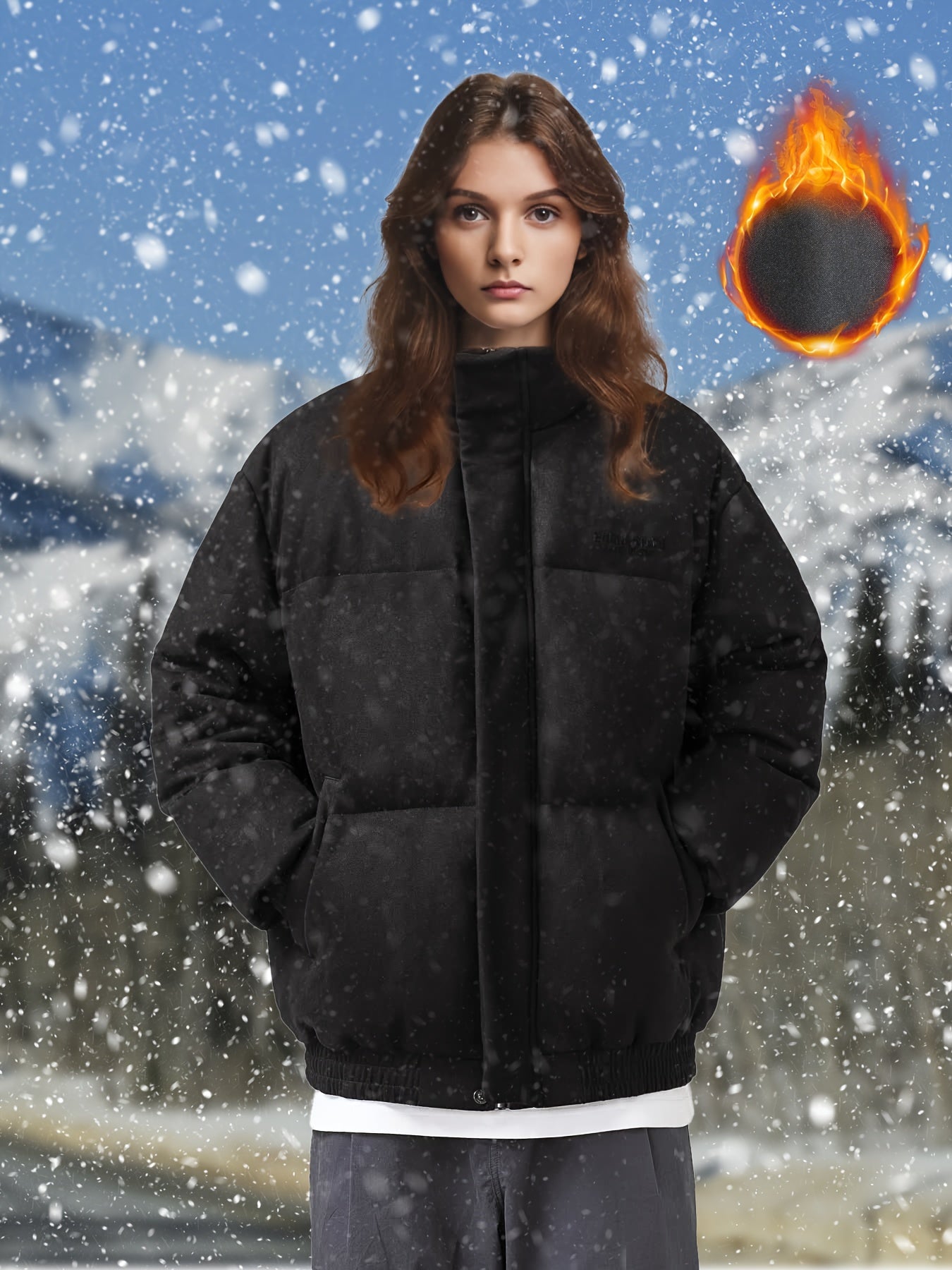 Women's Fleece Quilted Jacket for Winter Sports