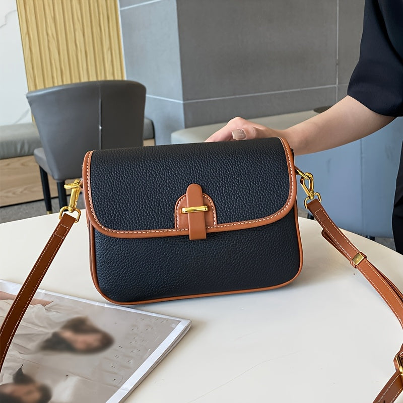 Stylish Beige & Brown Leather Crossbody Bag for Women