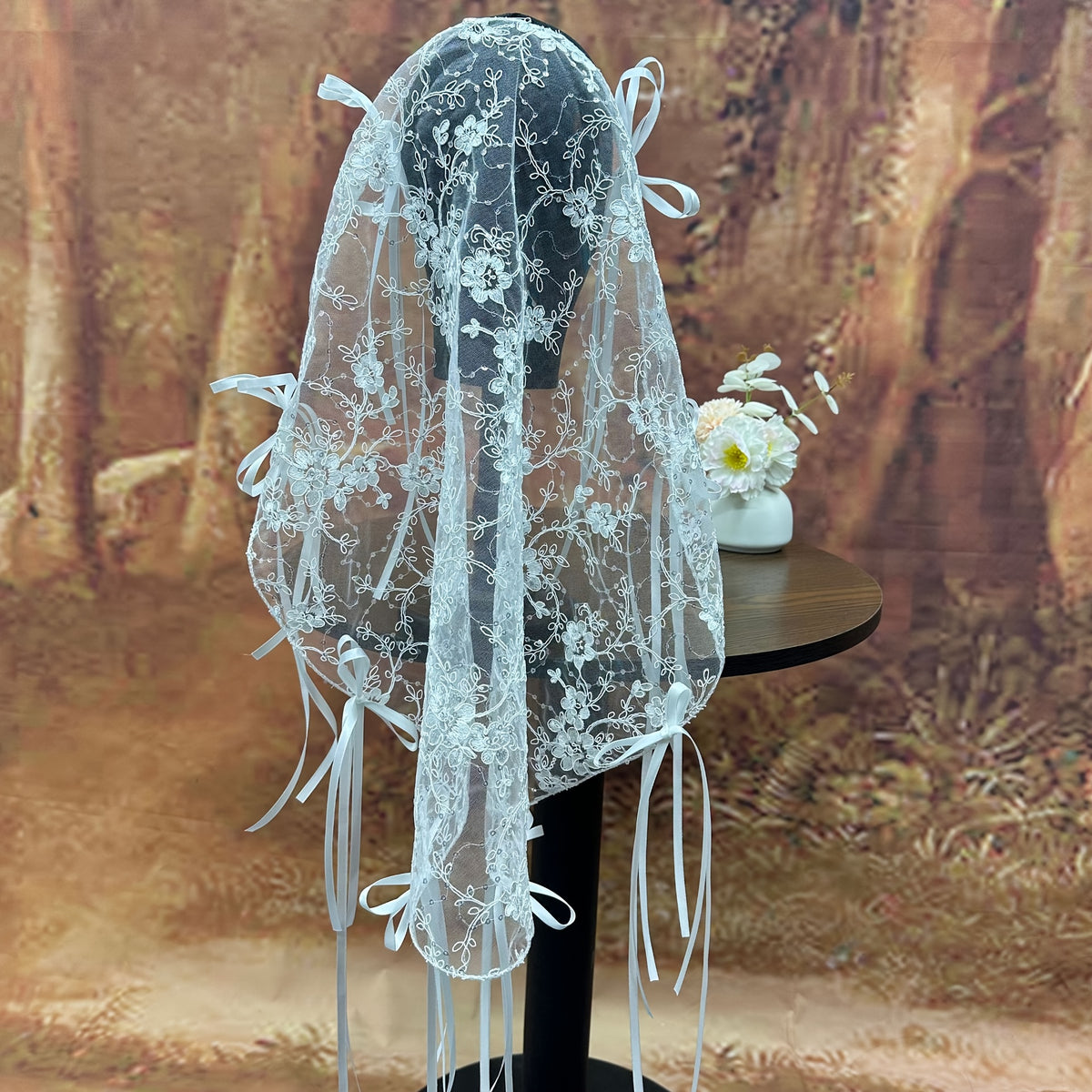 French Style Lace Veil Headpiece for Bridal Photoshoots