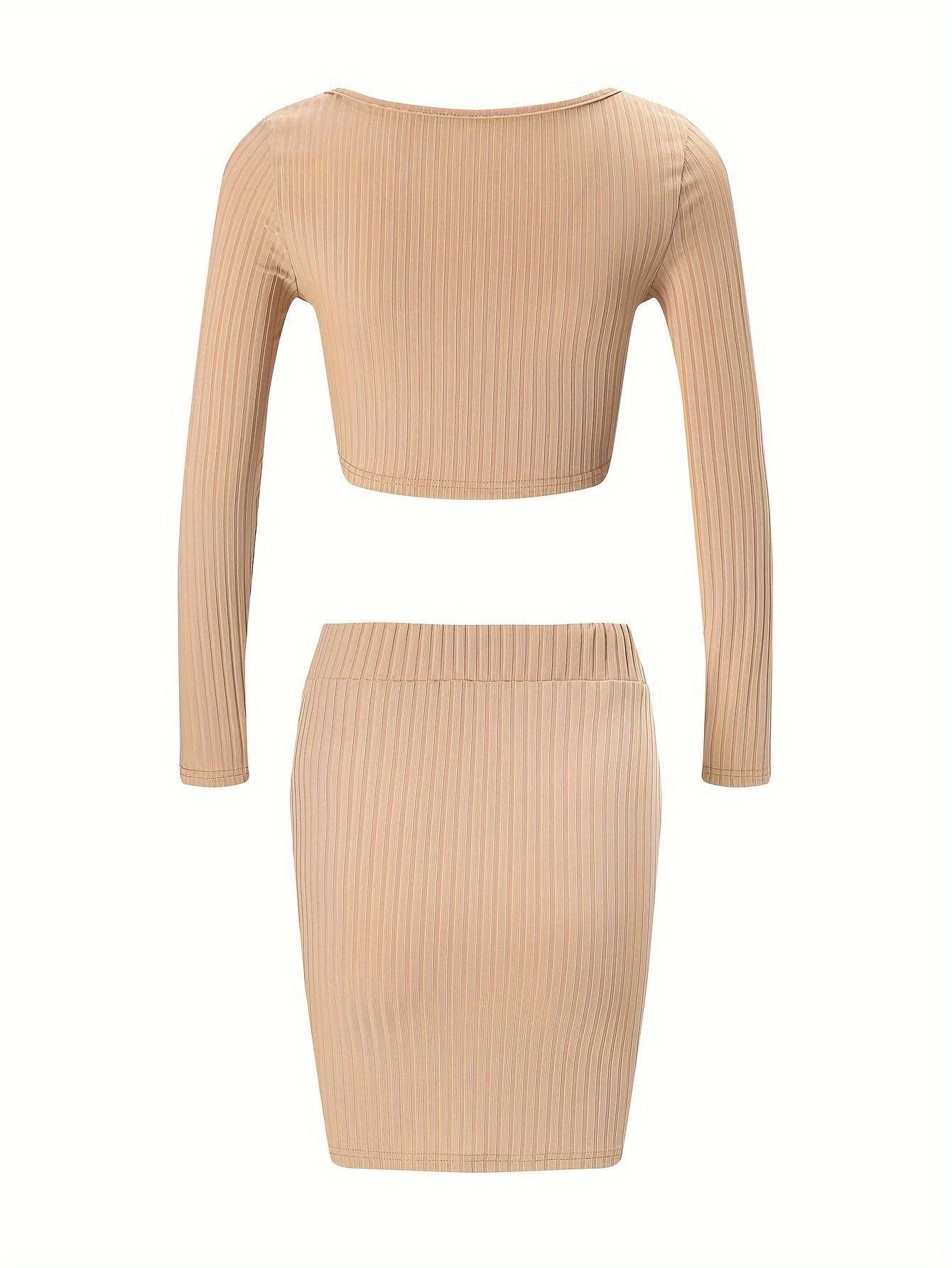 Women's Lounge Set Long Sleeve V Neck Top & Skirts Loungewear