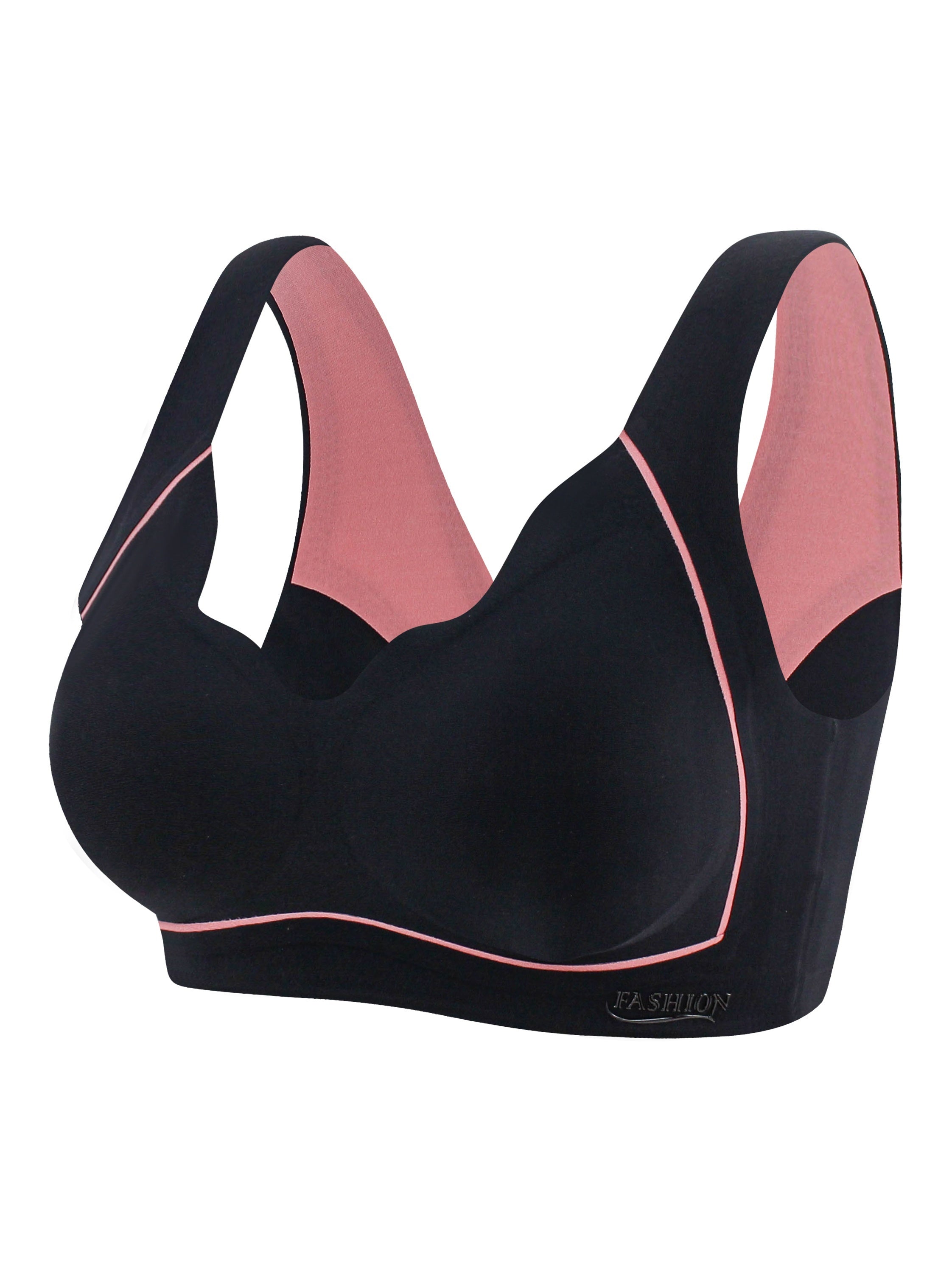 Colorblock Wireless Sports Bra Push Up Shockproof
