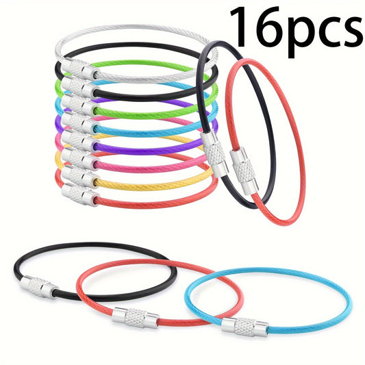 16pcs Stainless Steel Wire Keychains 15 24 Cm Key Chain For Luggage Tags