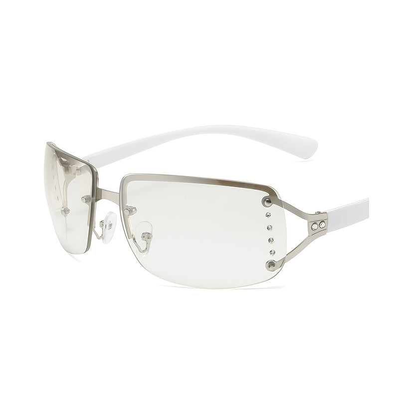 Rectangle Sunglasses for Women Stylish Y2k Shades Brown Metal Frame