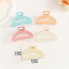 5pcs Beaded Hair Claw Clip Jelly Nonslip Ponytail Holder Shark Claw