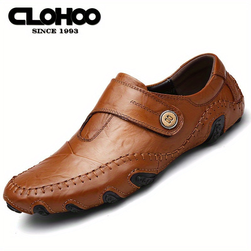 CLOHOO Retro Loafers Slip On Sneakers Light Brown