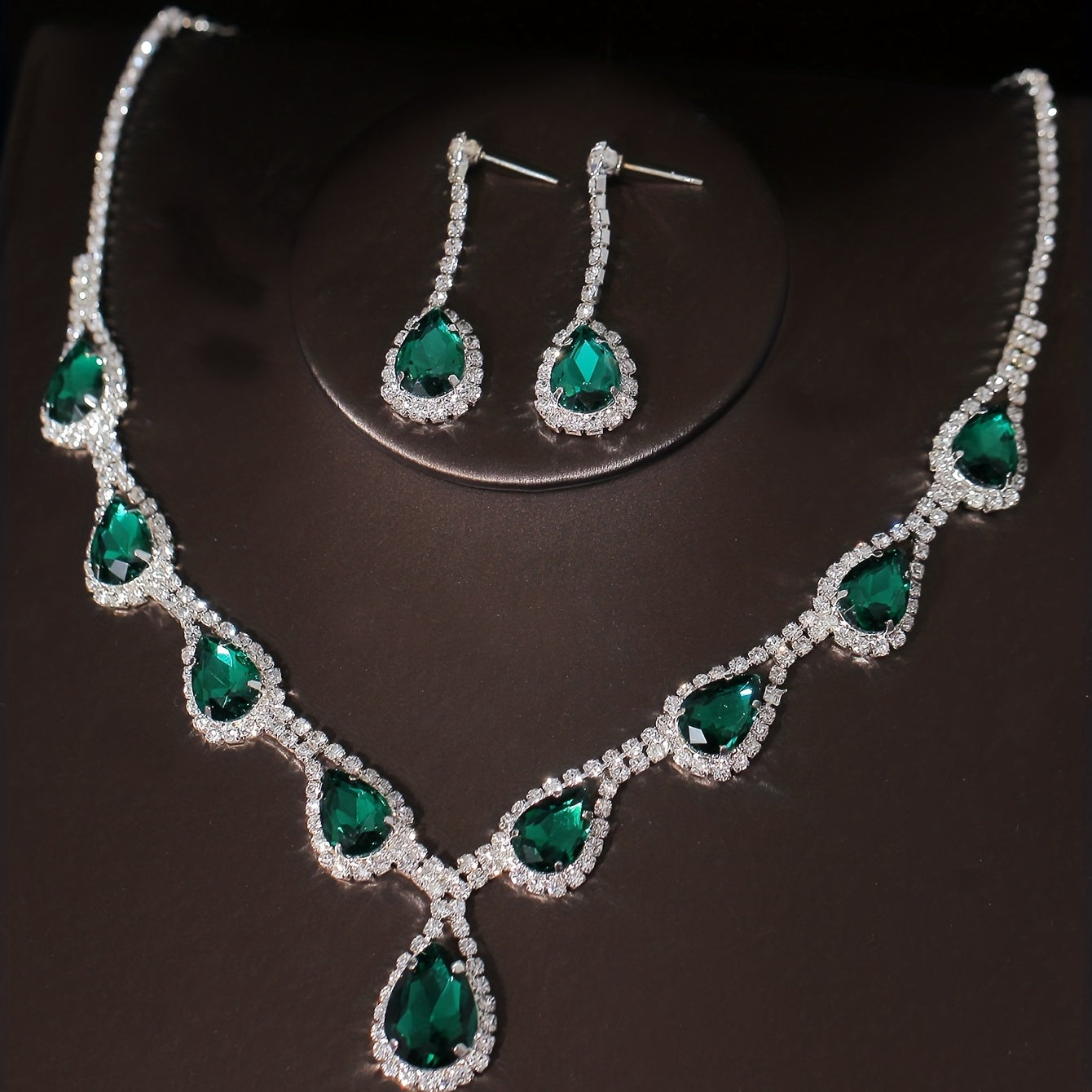 Crystal Bridal Crown Necklace Earrings Set Wedding Accessories