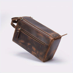 Leather Clutch Bag for Business Trip - Travel Toiletry Handbag