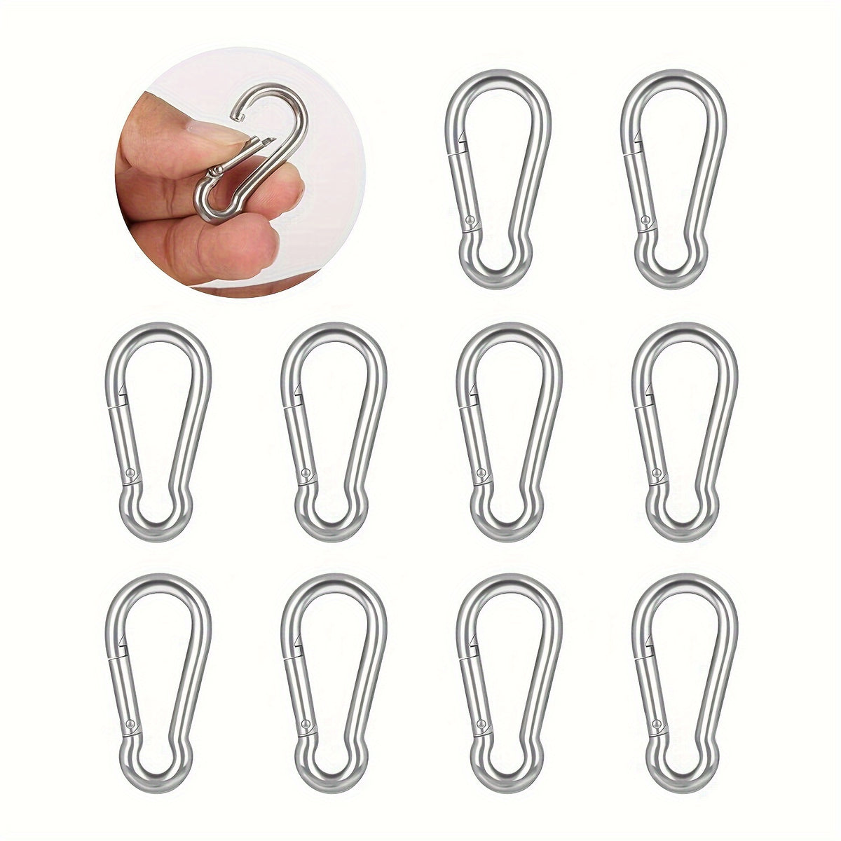 10pcs Stainless Steel Spring Snap Hook Buckle for Outdoor Activities