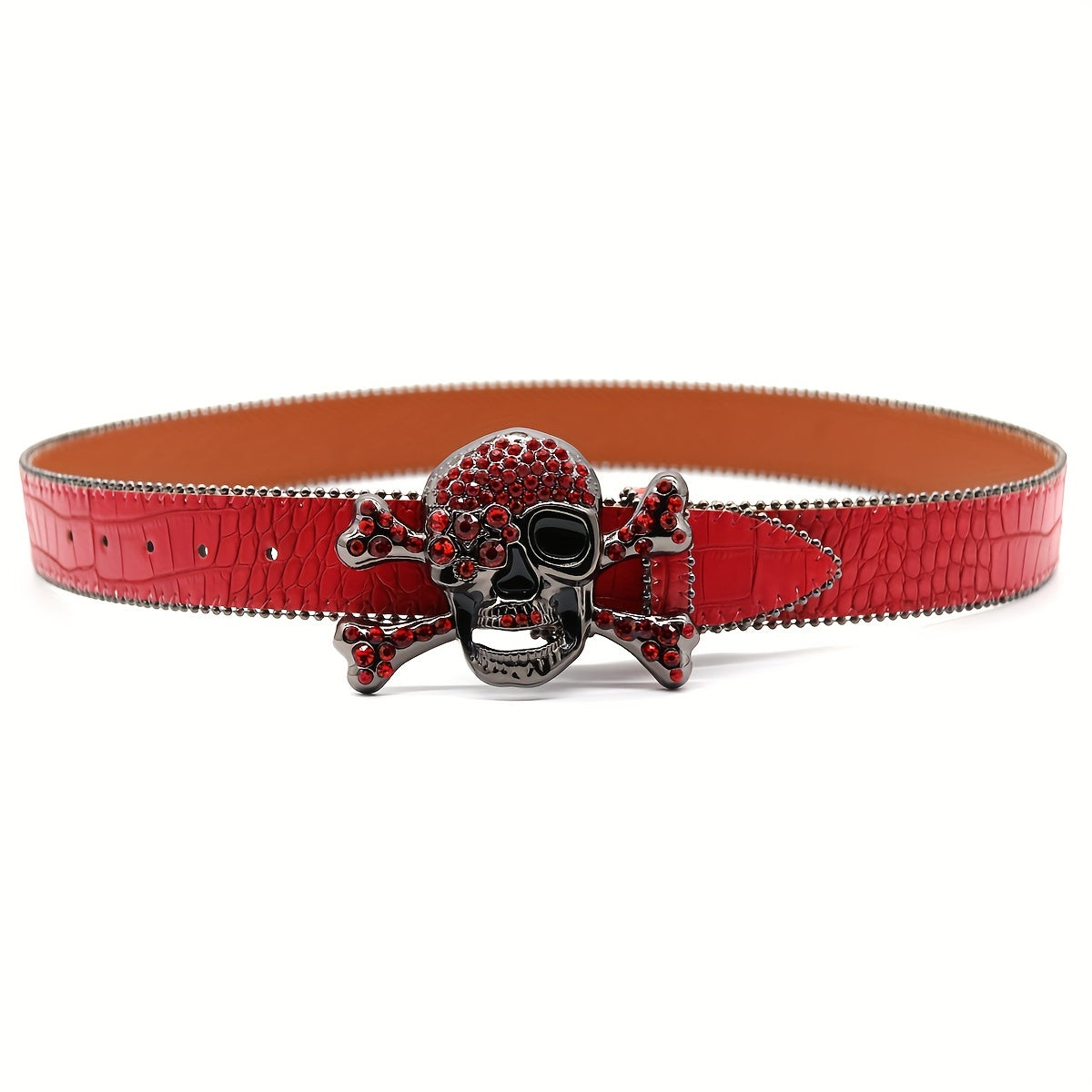 Artificial Diamond Belt Rivet Alloy Needle Buckle Snakeskin Hip hop Style