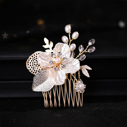 Flower Rhinestone Faux Pearl Hair Comb Hairpin Party Favor Decorations