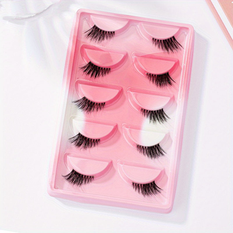 5 Pairs Natural Look Wispy False Eyelashes for Dating Parties Cosplay