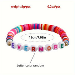 12pcs Music Fan Bracelet Soft Pottery Elastic Thread Bead Bracelet