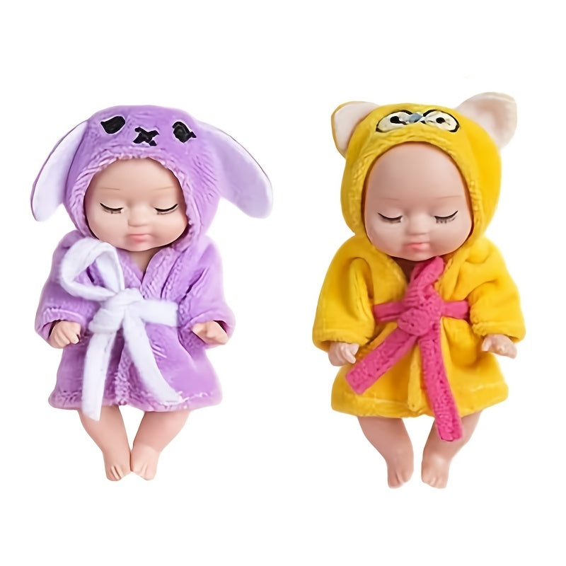 2pcs Rebirth Princess Dolls Soft Cuddly Adorable Friends in Pink And Bathrobes