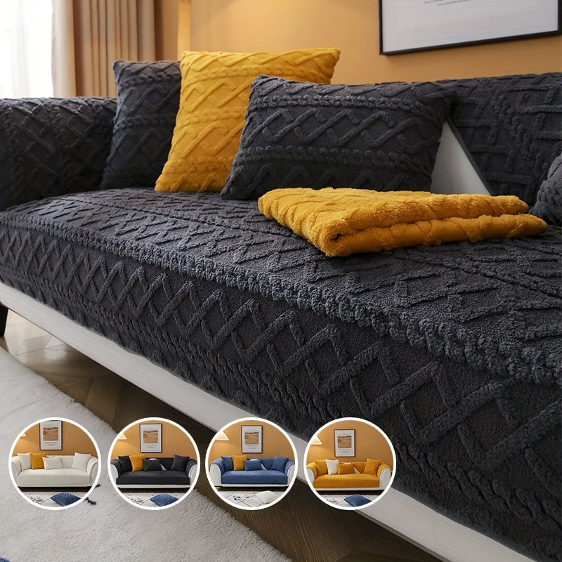 Jacquard Sofa Slipcover Plush Couch Cover Universal Furniture Protector