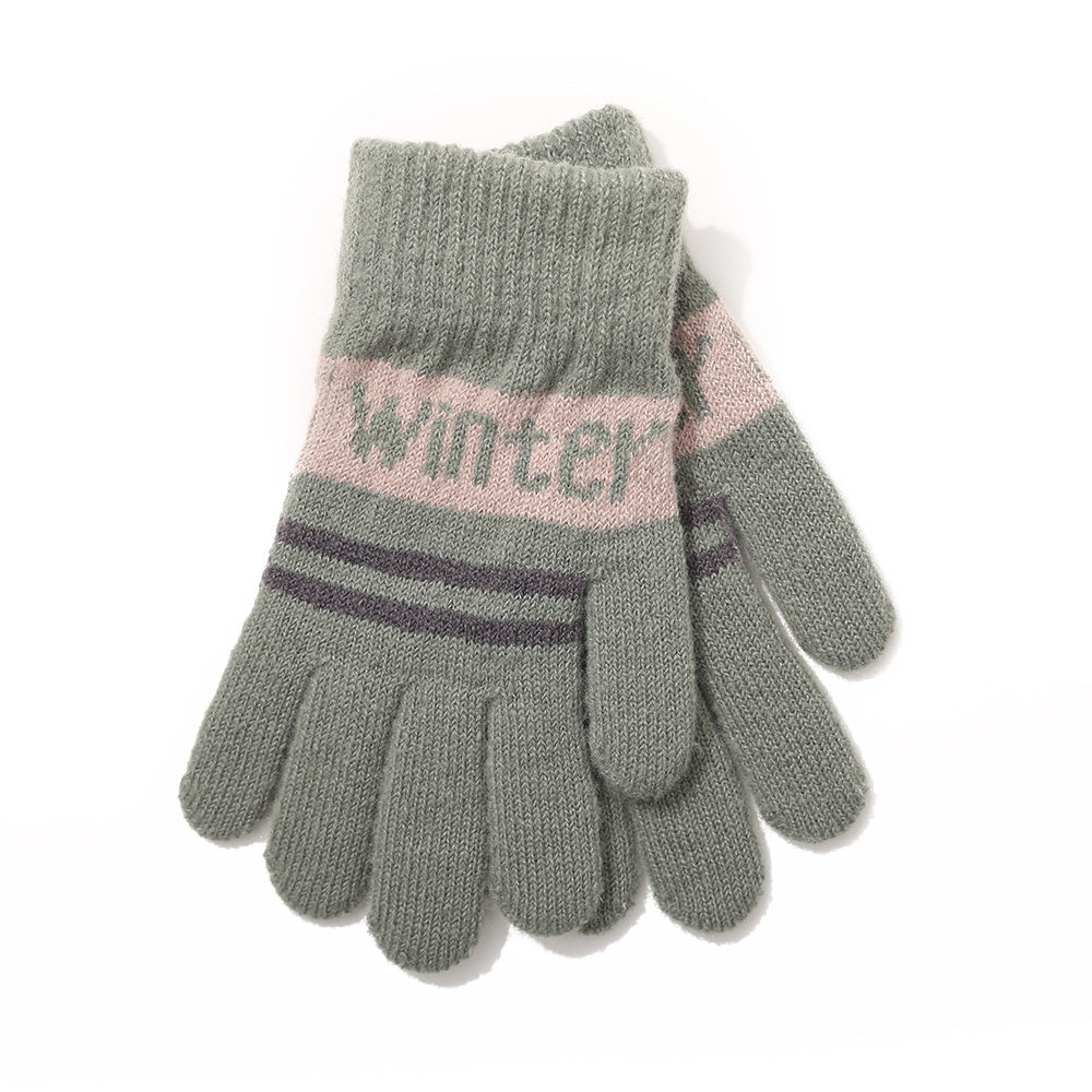 Winter Letter Style Cold-proof Girl's Finger Gloves