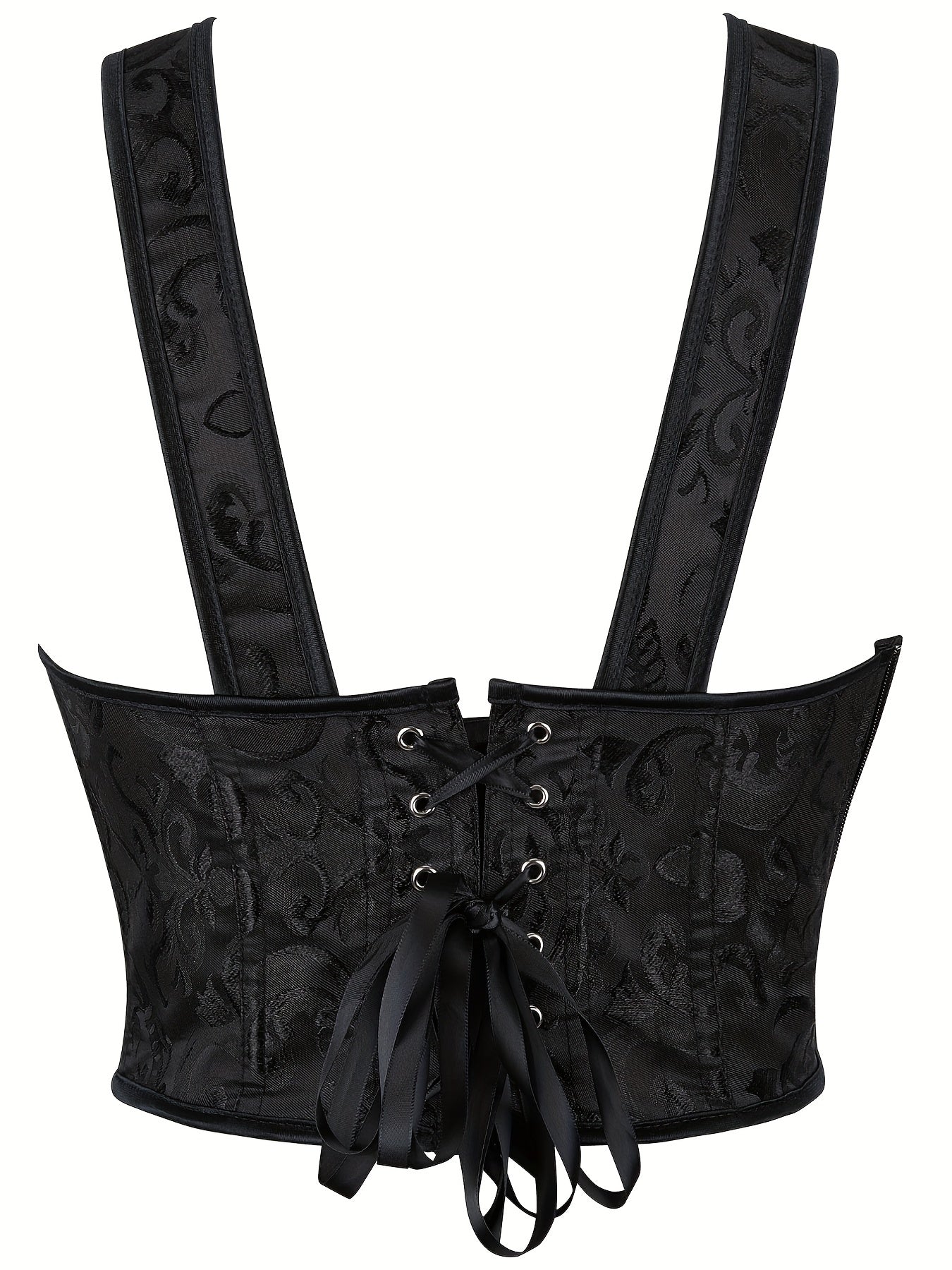 Jacquard Tank Corset Bustier Retro Tummy Control Lace Up Body Shaper