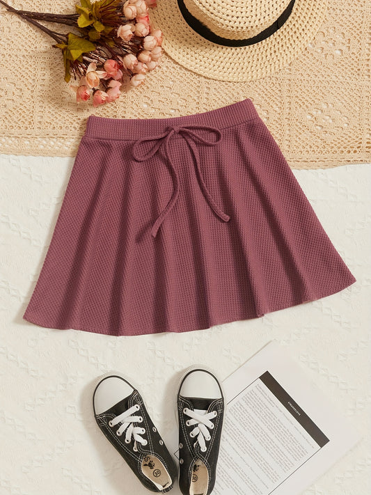 Girls Plaid Print Pleated Skirt Short Length Preppy Style