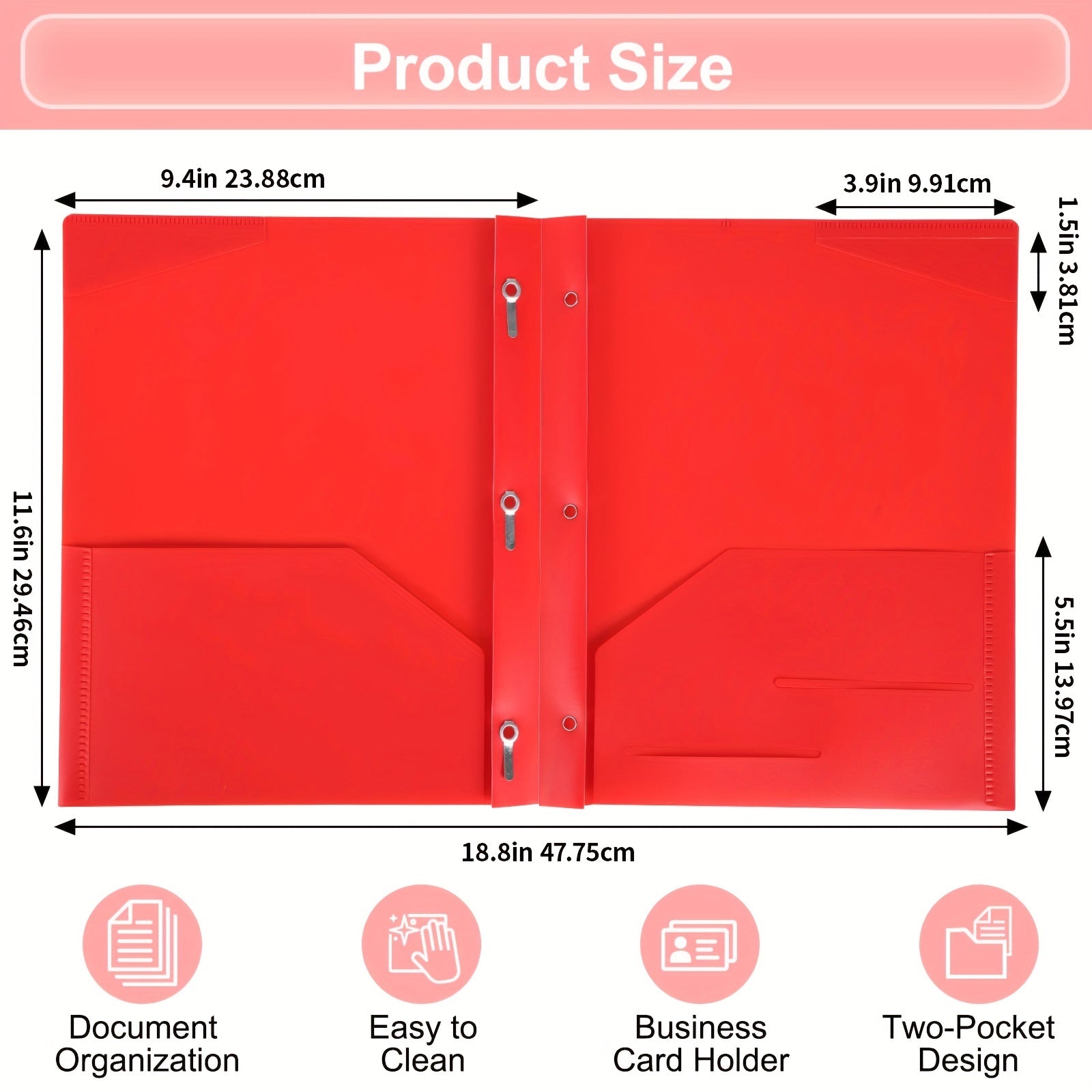 16pcs Double Pocket Letter Size Folders - 8 Colors
