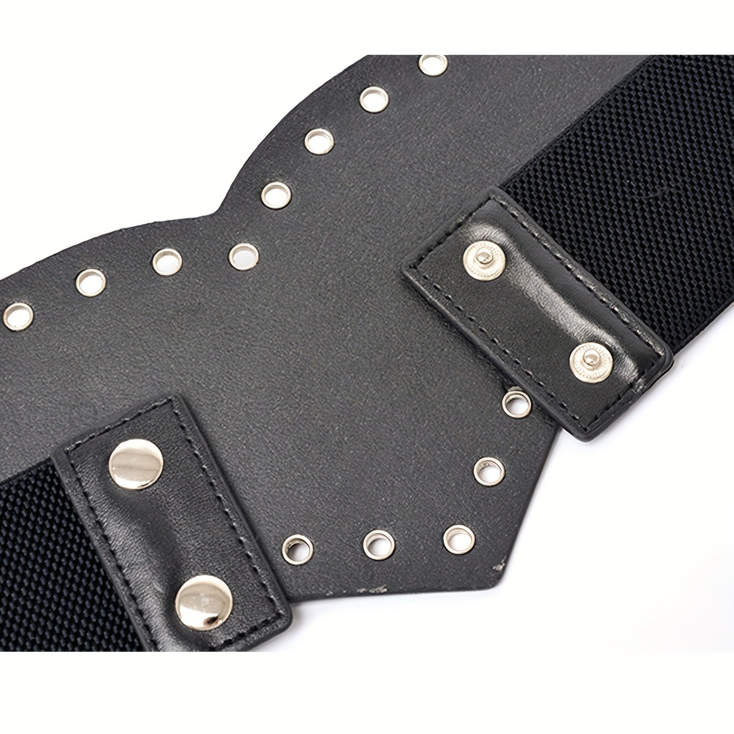 Eyelet Hollow Out Wide Belt Punk Elastic Waistband