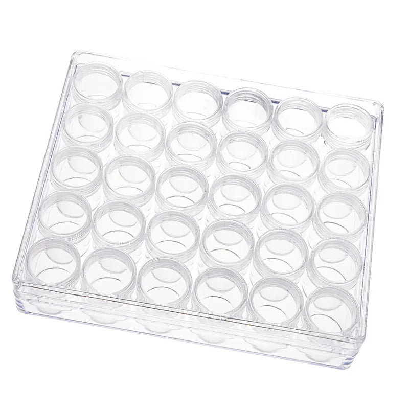 30pcs Clear Plastic Bottle Set for DIY Manicure Jewelry Storage