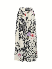 Abstract Figure Print High Waist Wide Leg Loose Pants