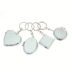 12pcs Sublimation Blank Keychain Mini Metal Makeup Mirror