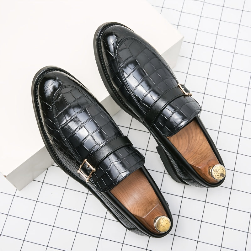 Men's Crocodile Print Pointed Toe Slip On Loafer Shoes