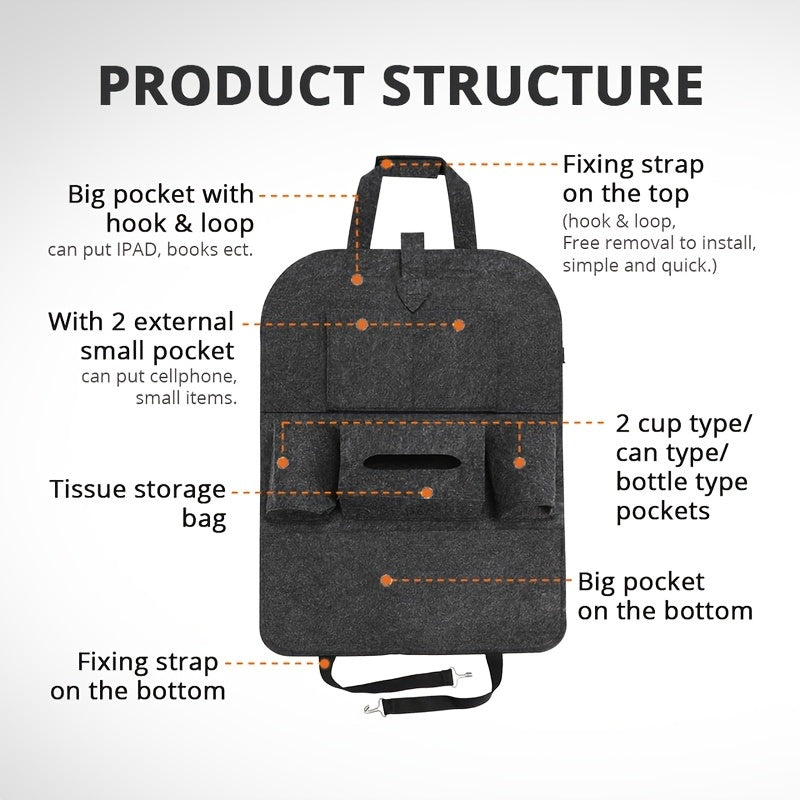 Universal Back Seat Storage Bag 6 Pockets for Maximum Organization