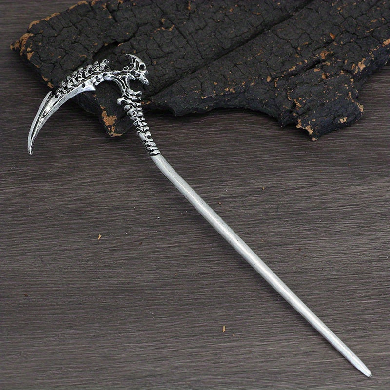 Witch Reaper Skull Hairpin Moon Sword Hair Stick Vintage Snake Sword Hair Clip
