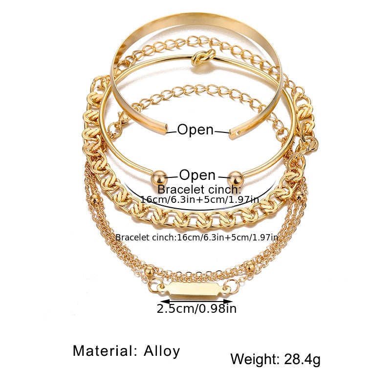Golden Alloy Twist Print Bracelet Charms Jewelry Gift Birthday For Her