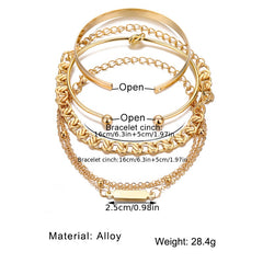 Golden Alloy Twist Print Bracelet Charms Jewelry Gift Birthday For Her