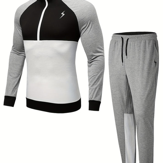 Men's Sports Suit Hooded Jacket & Pants for Gym Training
