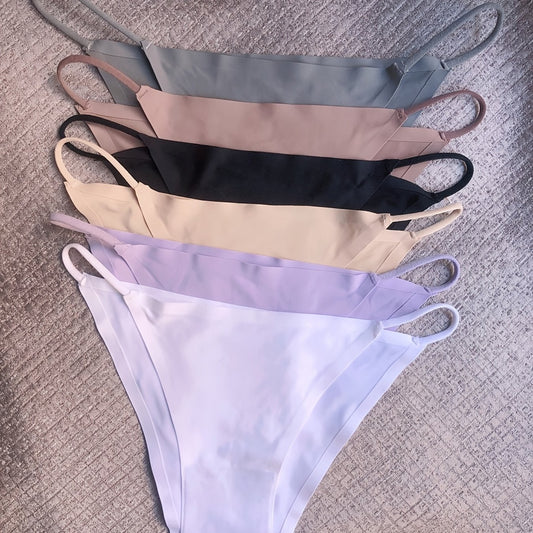 6 Pcs Seamless String Bikini Panties Low Waist Thin Band Women's Lingerie